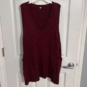 Deep Red Sleeveless Knit Dress